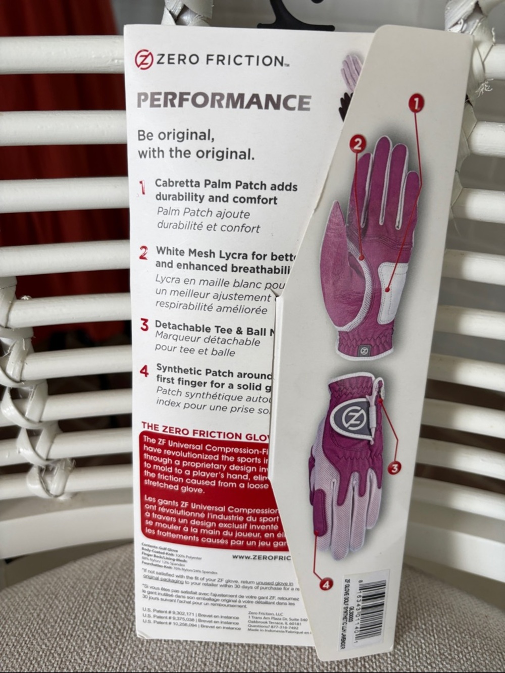 Zero Friction Ladies' Compression-Fit Golf Glove in Purple and White - Picture 9 of 12